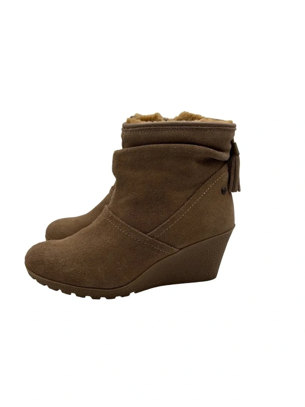 NIB Sporto Wind, Size 8W in New Tan Suede, Waterproof Wedge Ankle Booties Comfy